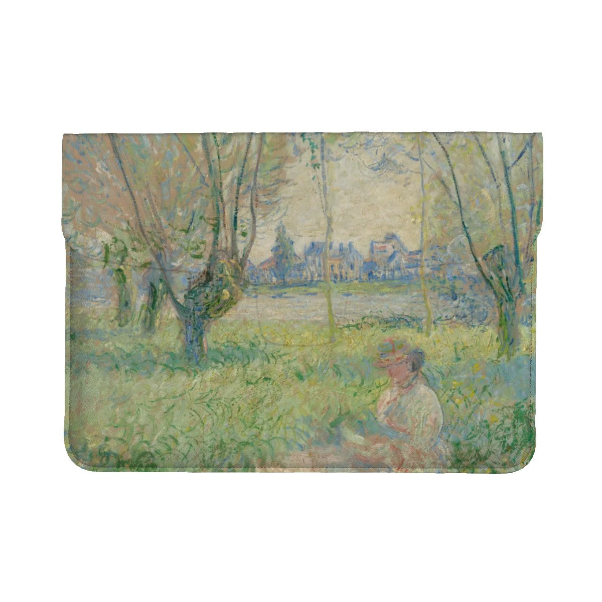 Claude Monet Laptop Case - Woman Seated Under Willows Leather Design - Rosetta Creative Boutique